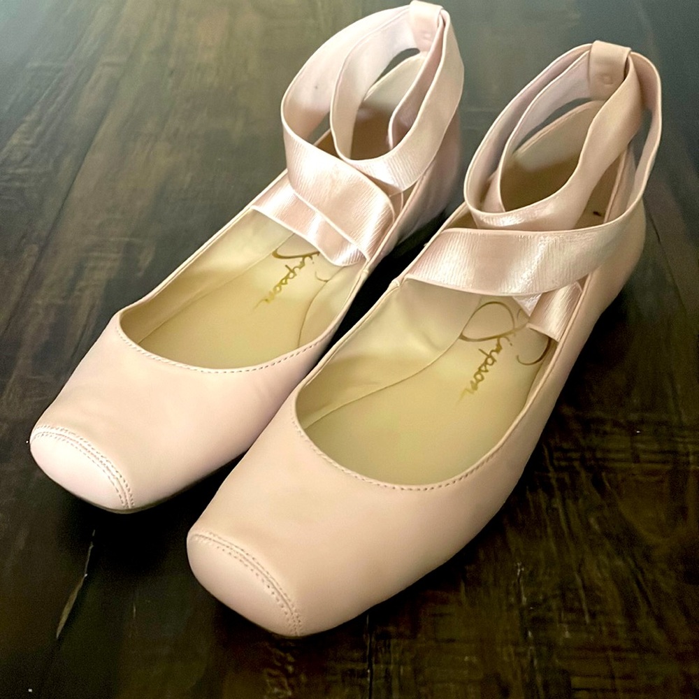 Jessica Simpson Pink Ballerina Pointe Shoe Ballet Flats, size 8 1/2